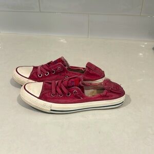 Red Canvas Converse Sneakers. Size 6.5